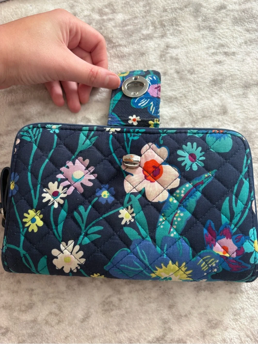 Vera Bradley Navy Multicolor Floral Quilted Wallet